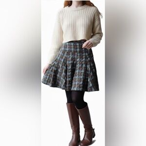 NEXT  plaid print mini skirt size 12- waist 15”